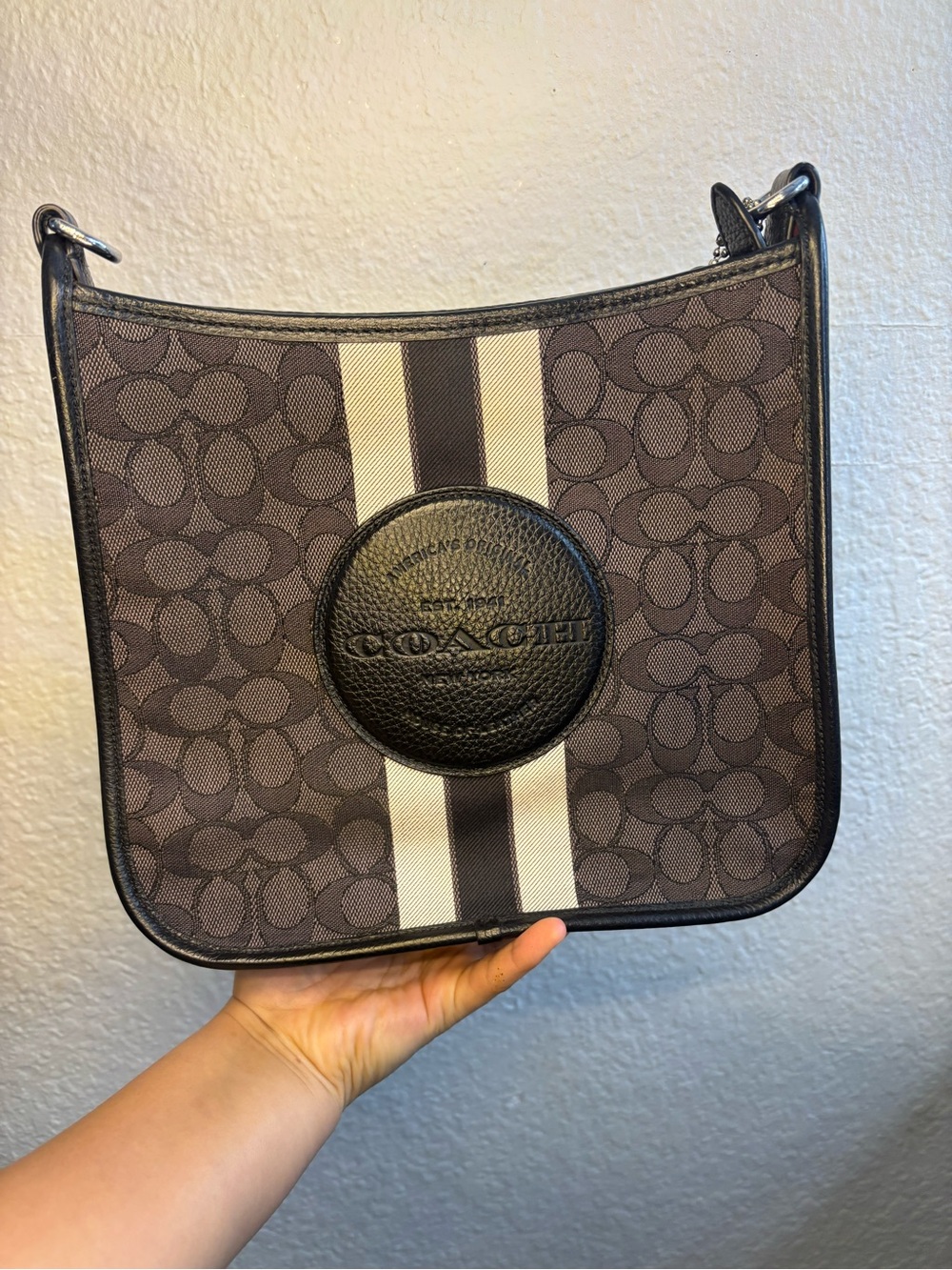 Coach Canvas Black Leather Crossbody Bag